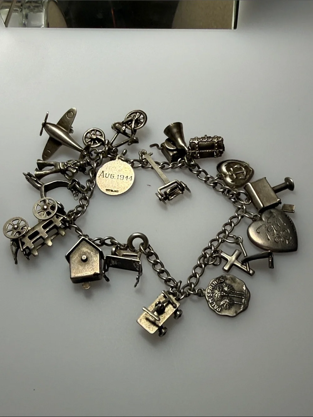 Vintage Charm Bracelet with Date Disc